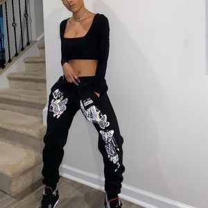 Black Butterfly Sweatpants